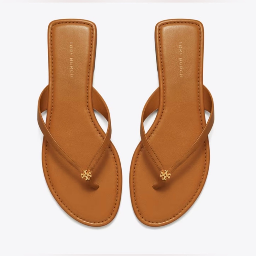 NWT Tory Burch Chelsea Leather Flip Flops - Size 7.5 - Camel